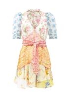 Matchesfashion.com Loveshackfancy - Arlo Floral-print Silk-georgette Mini Dress - Womens - Multi