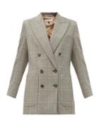 Matchesfashion.com Bella Freud - Bianca Double-breasted Checked Wool Jacket - Womens - Grey