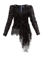 Matchesfashion.com Self-portrait - Leopard Devor Velvet Top - Womens - Black Navy