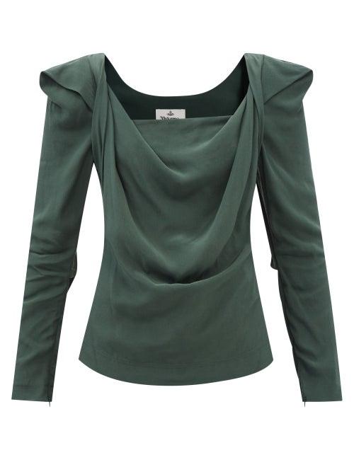 Vivienne Westwood - Elizabeth Draped Crepe Top - Womens - Green
