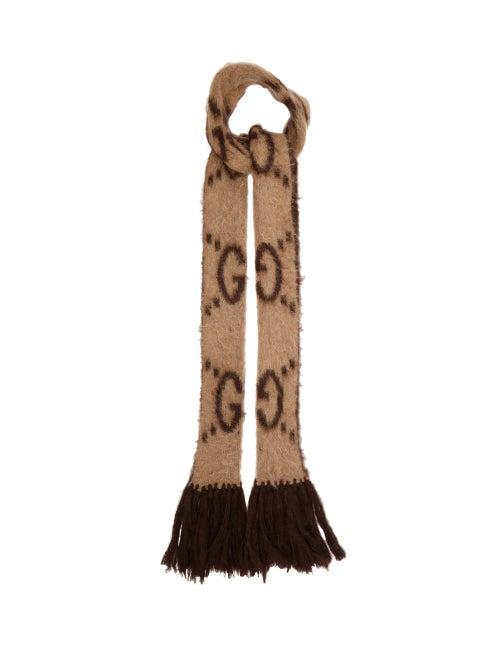 Matchesfashion.com Gucci - Gg Logo-jacquard Mohair-blend Scarf - Womens - Brown Multi