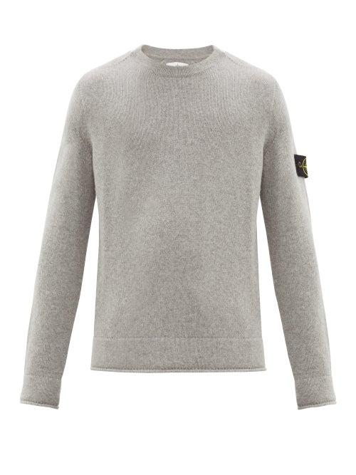 Matchesfashion.com Stone Island - Logo Patch Wool Blend Sweater - Mens - Light Grey