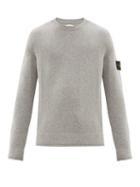 Matchesfashion.com Stone Island - Logo Patch Wool Blend Sweater - Mens - Light Grey