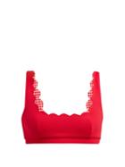 Matchesfashion.com Marysia - Palm Spring Textured Scallop Edge Bikini Top - Womens - Red