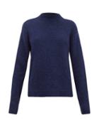 Matchesfashion.com Tibi - Cozette Mock-neck Alpaca-blend Sweater - Womens - Navy