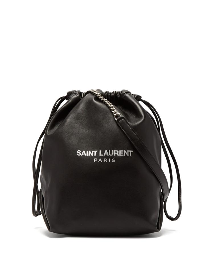 Saint Laurent Teddy Leather Bucket Bag