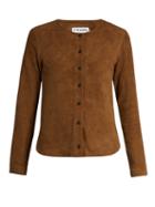 Frame Feather Weight Collarless Suede Shirt