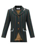 S.s. Daley - Forest Rowing Striped-wool Suit Jacket - Mens - Dark Green