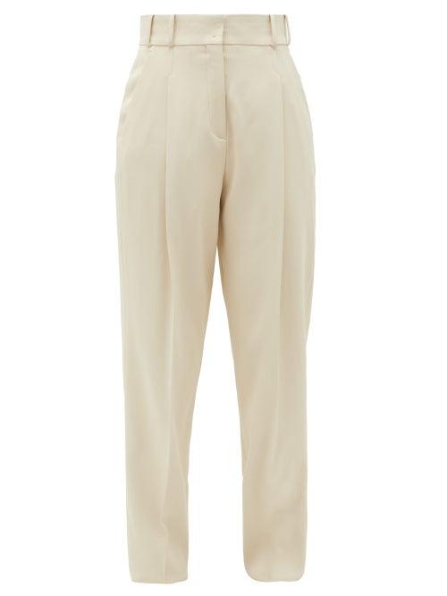 Matchesfashion.com Another Tomorrow - High-rise Twill Slim Trousers - Womens - Cream