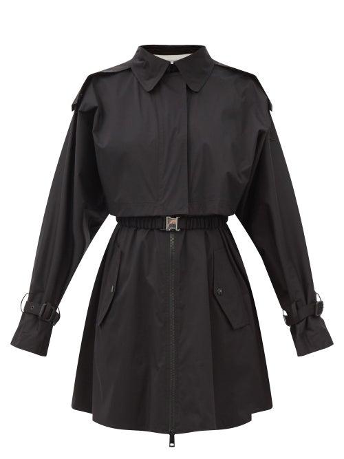 Moncler - Pamanzi Hooded Laminated-nylon Trench Coat - Womens - Black