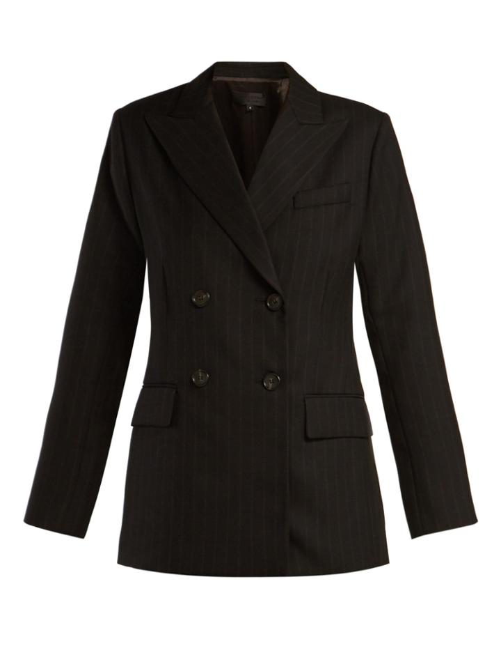 Nili Lotan Leander Double-breasted Pinstriped Wool Jacket