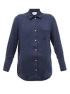 Matchesfashion.com Asceno - Milan Silk-satin Shirt - Womens - Navy