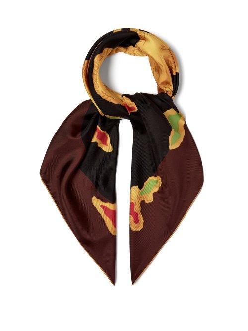 Matchesfashion.com Valentino - Dragon Print Silk Scarf - Womens - Black