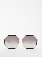 Linda Farrow - Margot Oversized Gold-plated Titanium Sunglasses - Womens - Black