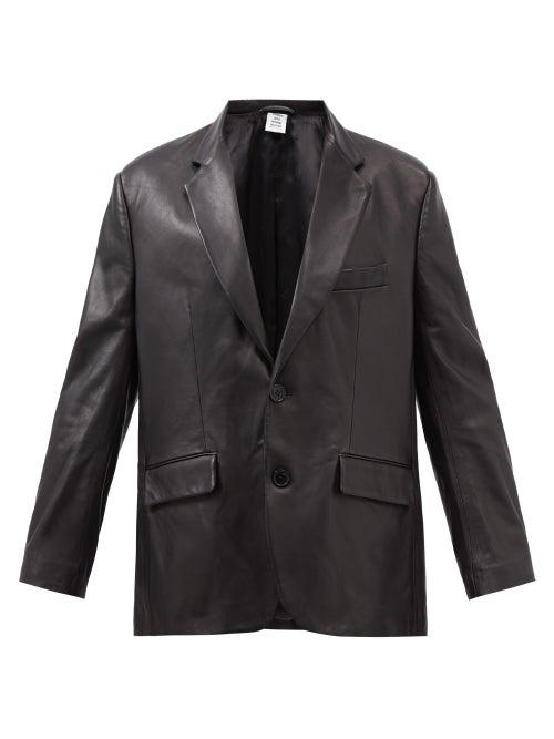Vetements - Single-breasted Leather Blazer - Mens - Black