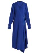 Matchesfashion.com Joseph - Arran Waist Tie Draped Silk Crepe Dress - Womens - Blue
