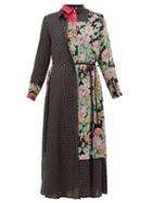 Matchesfashion.com Junya Watanabe - Ester Polka Dot And Floral Print Patchwork Dress - Womens - Black Multi
