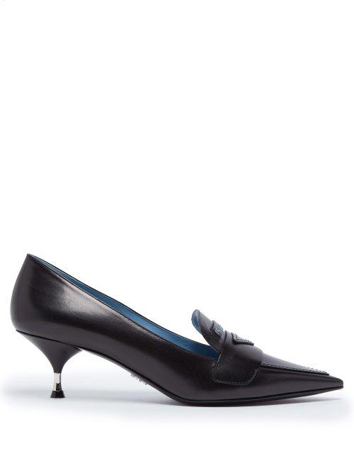 Matchesfashion.com Prada - Logo Embossed Leather Pumps - Womens - Black