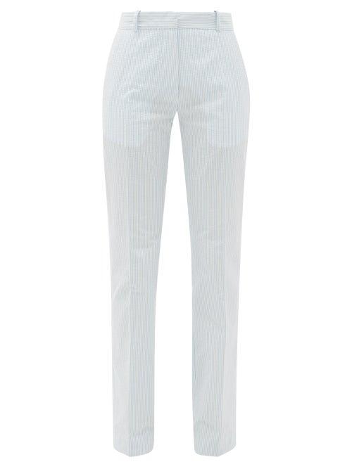 Matchesfashion.com Pallas Paris - Giacomo Striped Cotton-seersucker Trousers - Womens - Blue White