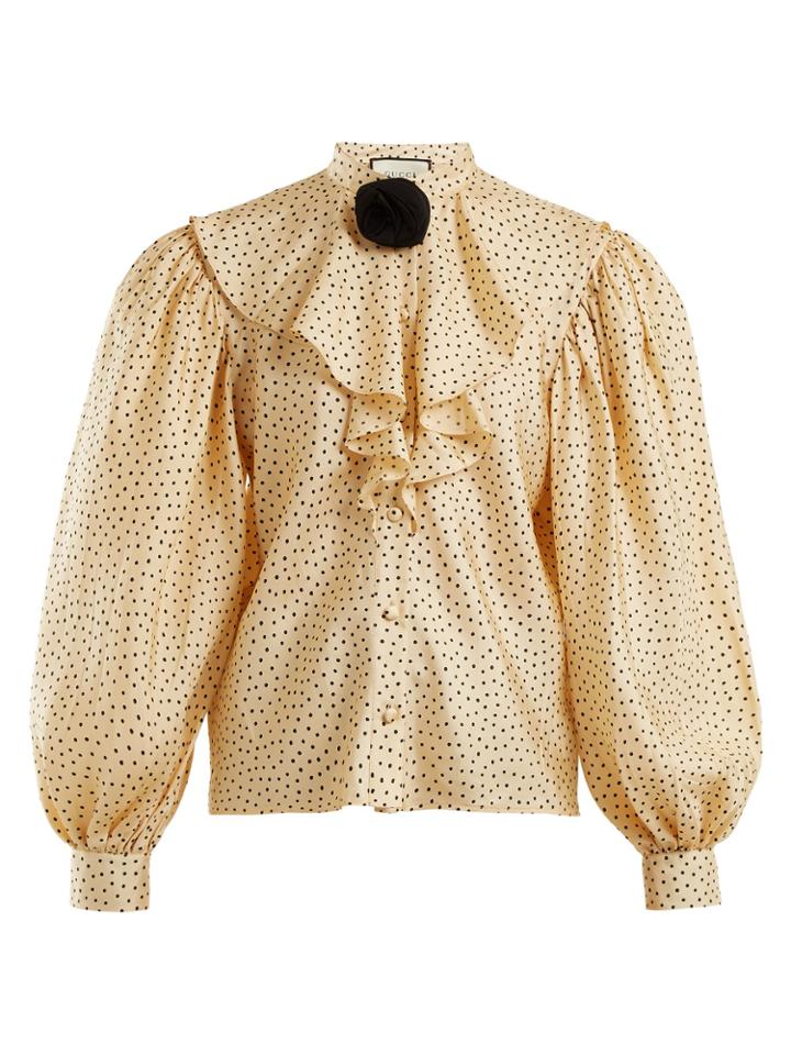 Gucci Polka-dot Print Silk-twill Shirt