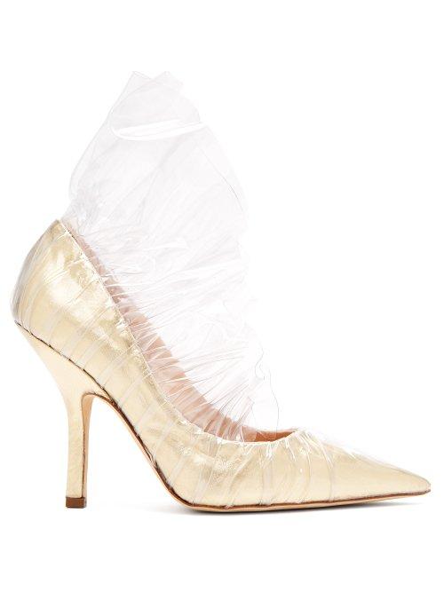 Matchesfashion.com Midnight 00 - Shell Metallic Pvc Pumps - Womens - Light Gold