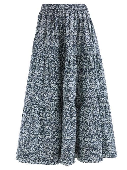 Batsheva - X Laura Ashley Brie Whinlatter-print Cotton Skirt - Womens - Blue Multi