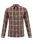 73 London - Paisley-print Silk Shirt - Mens - Brown Print