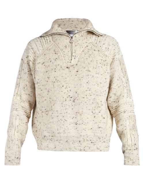 Matchesfashion.com Isabel Marant - Lelly Wool Half Zip Sweater - Mens - Beige