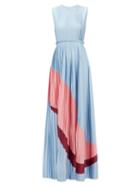 Matchesfashion.com Roksanda - Isabella Pleated Satin Gown - Womens - Blue
