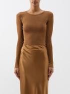 Saint Laurent - Crew-neck Fine-knit Top - Womens - Gold