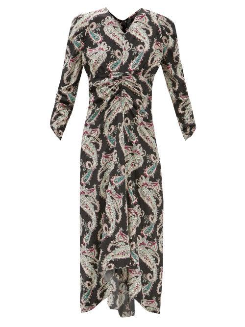 Isabel Marant - Albi Paisley-print Silk-georgette Dress - Womens - Black Multi