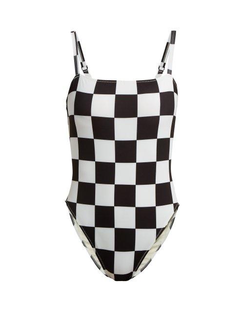 Matchesfashion.com Solid & Striped - X Re/done The Malibu Checkered Swimsuit - Womens - Black White