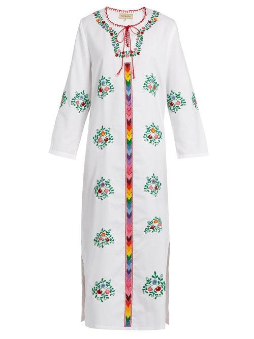 Matchesfashion.com Muzungu Sisters - Jasmine Floral Embroidered Cotton Dress - Womens - White Multi
