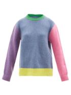 The Elder Statesman - Colour-block Cashmere Sweater - Womens - Blue Multi