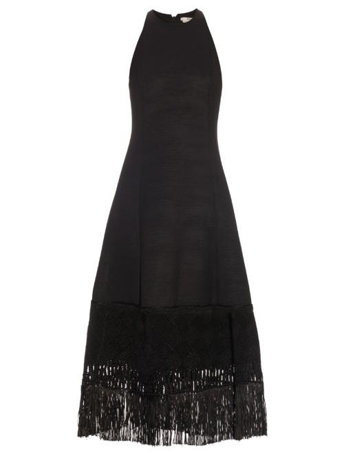 Edun Embroidered-hem Wool-blend Dress
