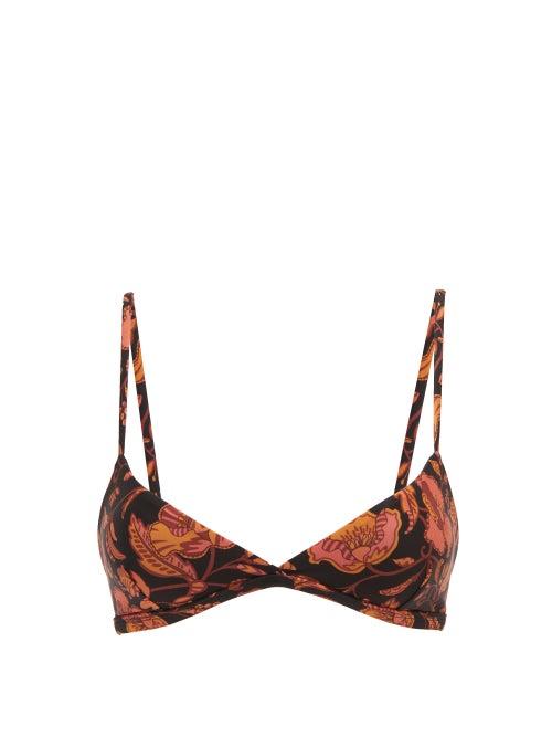Matchesfashion.com Matteau - The Tri Crop Triangle Bikini Top - Womens - Pink Print