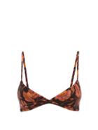 Matchesfashion.com Matteau - The Tri Crop Triangle Bikini Top - Womens - Pink Print