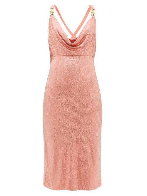 Matchesfashion.com Versace - Crystal Embellished Cowl Neck Dress - Womens - Pink