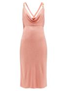 Matchesfashion.com Versace - Crystal Embellished Cowl Neck Dress - Womens - Pink