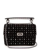 Valentino Rockstud Spike Crystal-embellished Velvet Bag