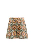 Matchesfashion.com La Doublej - Good Butt Ruote-print Cotton-poplin Shorts - Womens - Green Multi