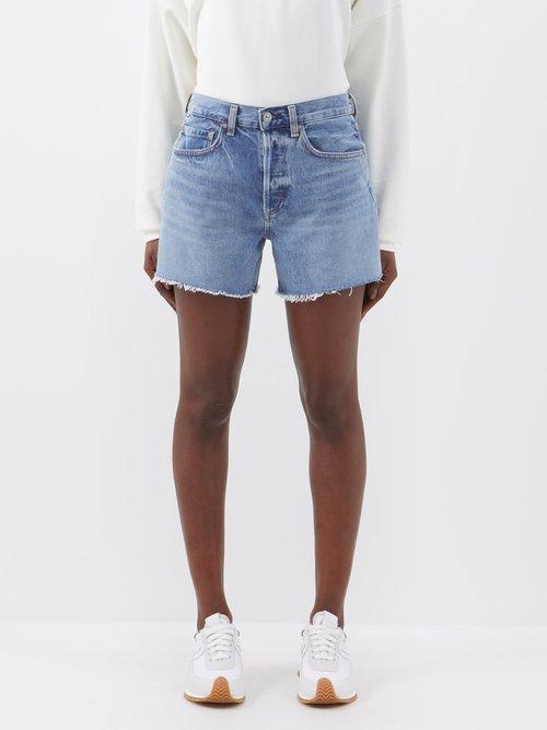 Citizens Of Humanity - Annabelle Raw-edge Organic-denim Shorts - Womens - Blue