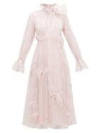 Matchesfashion.com Roksanda - Cowie Feather Trim Silk Organza Gown - Womens - Light Pink