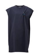 Matchesfashion.com Acne Studios - Ering Crystal-brooch Cotton-jersey T-shirt Dress - Womens - Navy