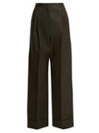 Matchesfashion.com The Row - Liano High Rise Stretch Wool Trousers - Womens - Dark Green