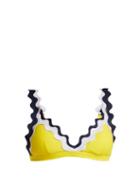 Matchesfashion.com Rye - Chomp Scallop Edged Triangle Bikini Top - Womens - Yellow