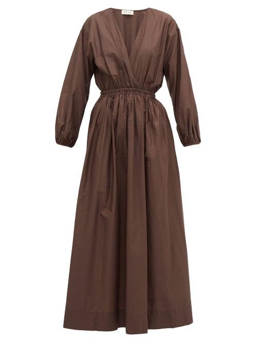Matchesfashion.com Matteau - The Long Sleeve Crossover Midi Dress - Womens - Nude