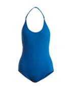 Matchesfashion.com On The Island - Ammos Halterneck Swimsuit - Womens - Blue