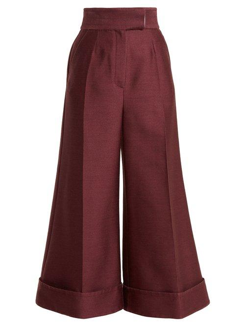 Matchesfashion.com Roksanda - Sina High Rise Wide Leg Trousers - Womens - Burgundy