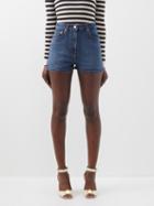 Valentino - High-waisted Denim Shorts - Womens - Dark Denim